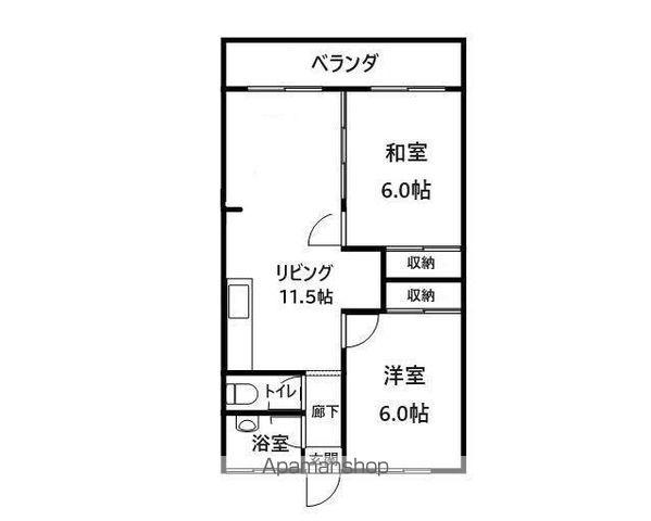 コーポアラシロ(2LDK/1階)の間取り写真