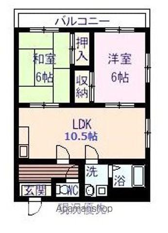 メゾン八坂(2LDK/2階)の間取り写真