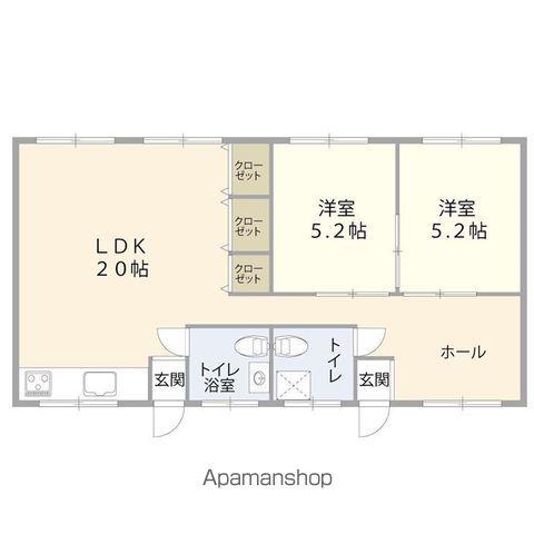 比嘉アパート(2LDK/3階)の間取り写真