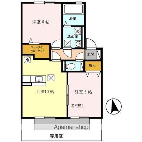 グレイス藤並 B棟(2LDK/1階)の間取り写真