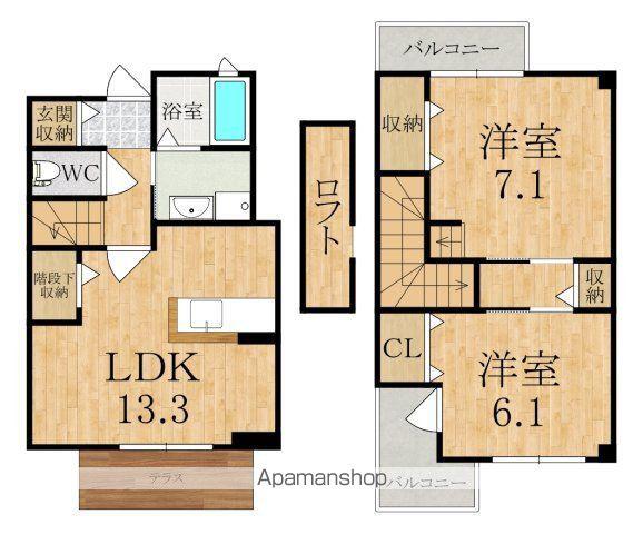 コンフォート浅古Ⅱ(2LDK/1階)の間取り写真