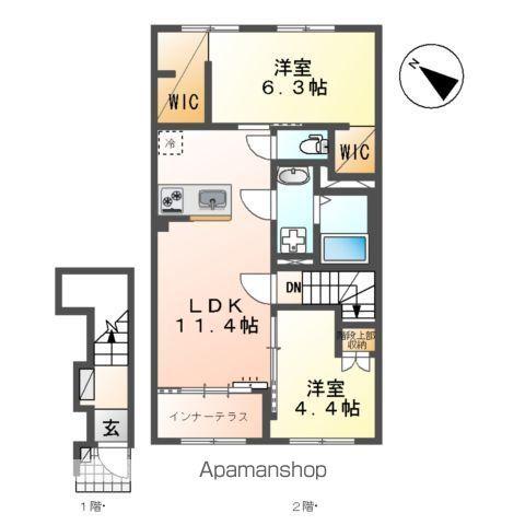 サクラリアン益城(2LDK/2階)の間取り写真