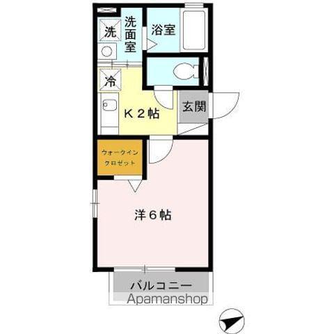 アムール(1K/2階)の間取り写真