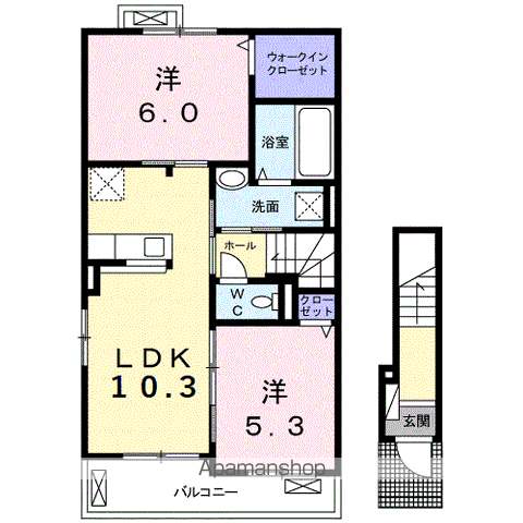 クラール東村 D(2LDK/2階)の間取り写真