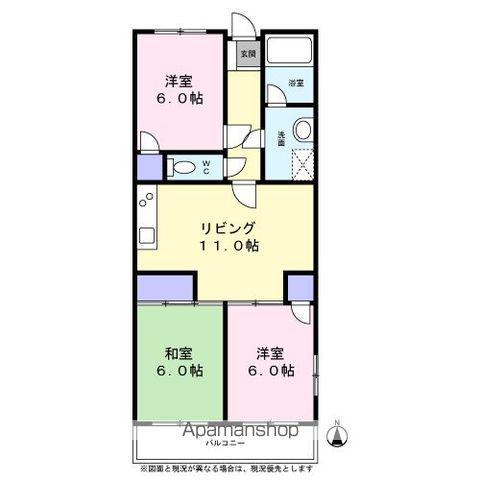 ドエルYM(3LDK/2階)の間取り写真