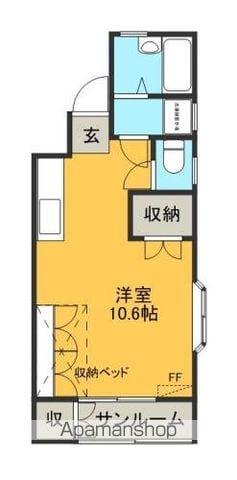 ヴォンメゾンKAMEGA(ワンルーム/1階)の間取り写真