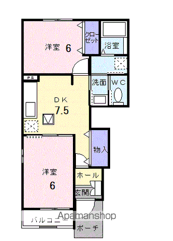 メゾンアルファⅠ(2DK/1階)の間取り写真