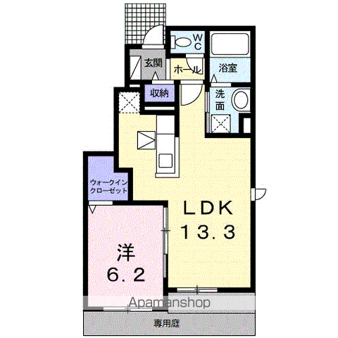 花・うらら(1LDK/1階)の間取り写真