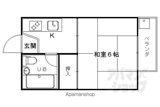 嵯峨野ハイツ(1K/2階)の間取り写真