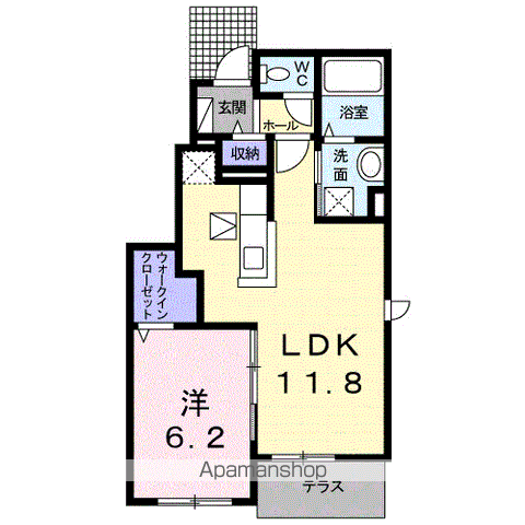 チロリアンコッティⅡ B(1LDK/1階)の間取り写真