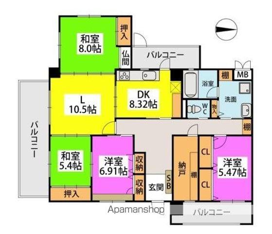 ウイング福重(4LDK/1階)の間取り写真