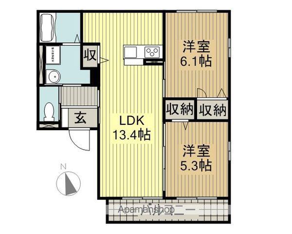 グランディオA棟(2LDK/2階)の間取り写真