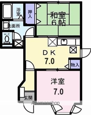 コーポロアールB(2DK/1階)の間取り写真