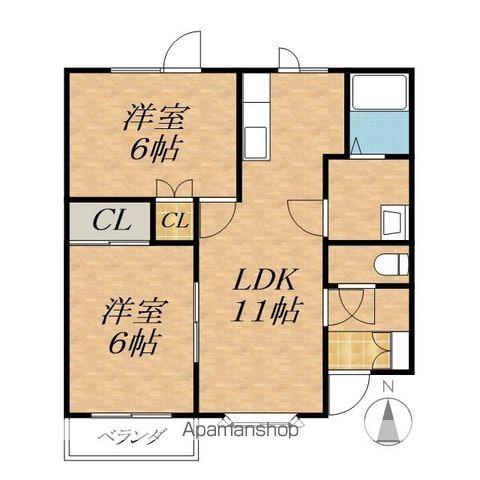 マリーンマンション(2LDK/2階)の間取り写真