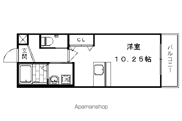 アソルティ西院(1K/2階)の間取り写真