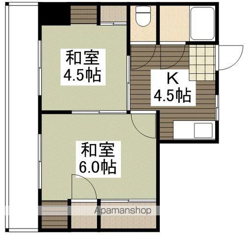 頓田ビル(2K/4階)の間取り写真