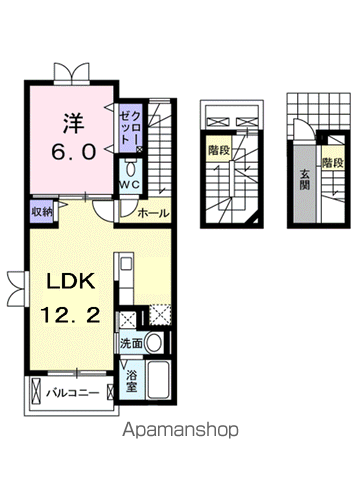 ヴァローレ フェデール(1LDK/3階)の間取り写真