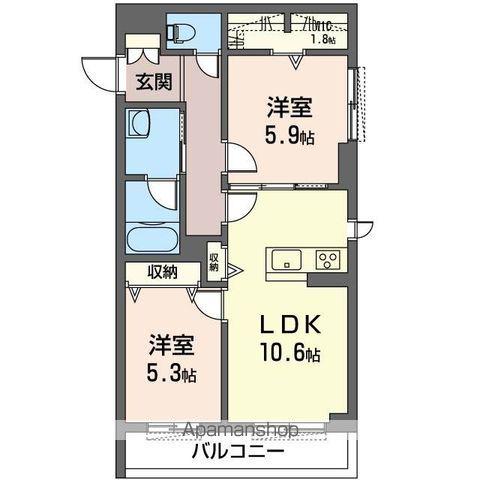 エスポワールYK(2LDK/3階)の間取り写真