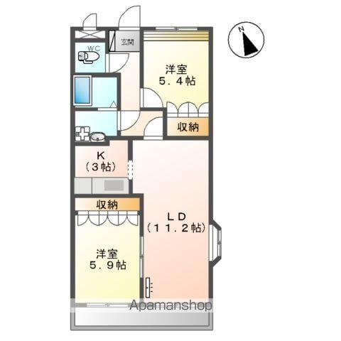 コンフォートヒルズ(2LDK/2階)の間取り写真