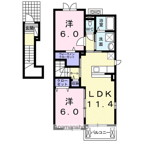 サンリット石部Ⅱ(2LDK/2階)の間取り写真