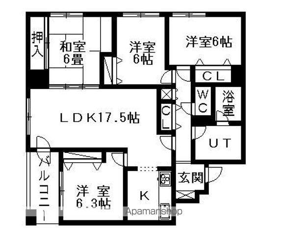 カーサ医大前(4LDK/8階)の間取り写真