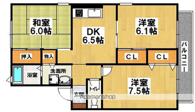 紙屋ハウス3番館D棟(3DK/1階)の間取り写真