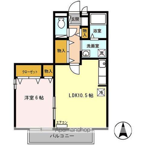 セジュールSEタケイシA(1LDK/2階)の間取り写真