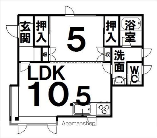 根室本線 西帯広駅 バス乗車時間：15分 春駒通２１条バス停で下車 徒歩2分 1階建 築32年(1LDK)の間取り写真