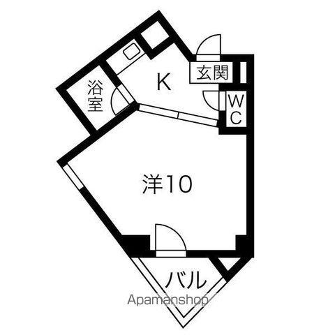 マリオン吹上(1K/3階)の間取り写真