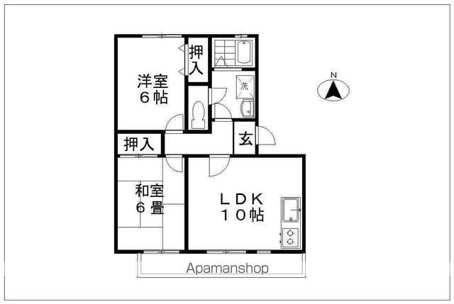 パークタウン桜堂A(2LDK/2階)の間取り写真