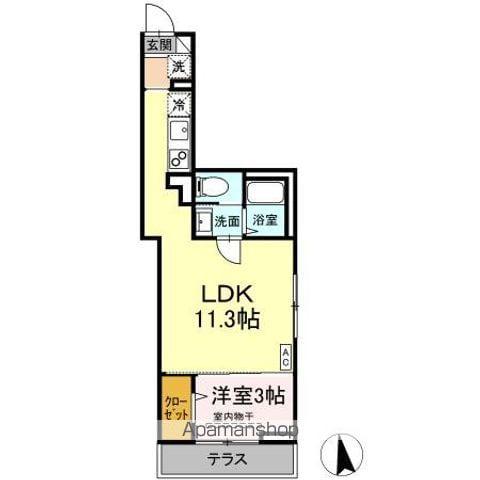 スピアナート北石堂(1LDK/1階)の間取り写真