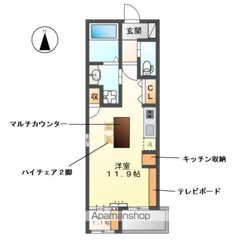 東区出来町マンション(ワンルーム/3階)の間取り写真
