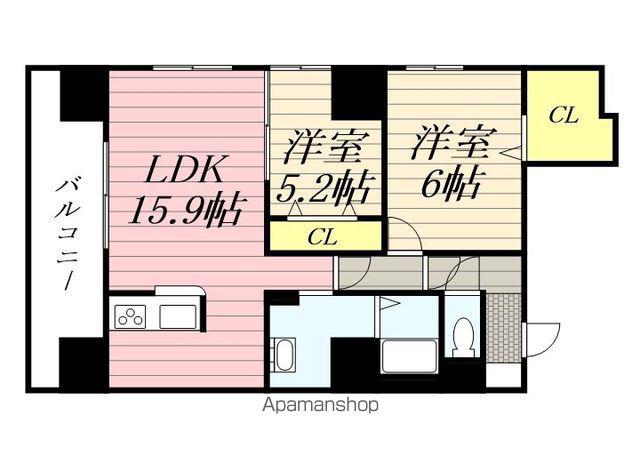グラン札幌(2LDK/13階)の間取り写真