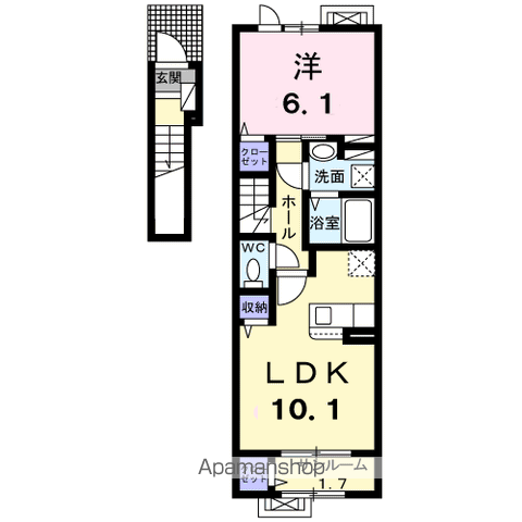 グランアベリア(1LDK/2階)の間取り写真