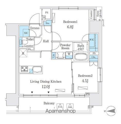 ヴィークブライト湯島(2LDK/6階)の間取り写真