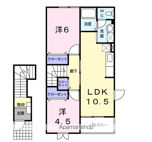 アヴニールⅧ(2LDK/2階)の間取り写真