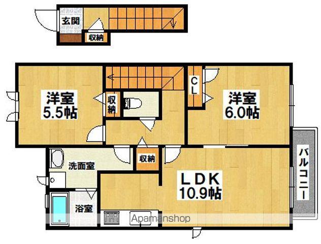 ルミエール諏訪ノ森(2LDK/2階)の間取り写真