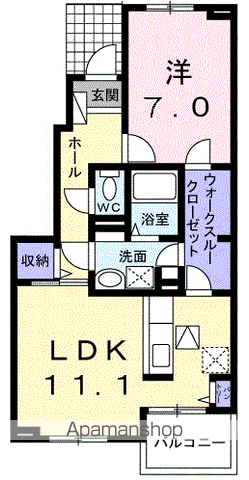プラシードSKⅠ(1LDK/1階)の間取り写真