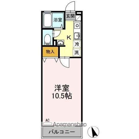 ハイツ田中Ⅱ(1K/2階)の間取り写真