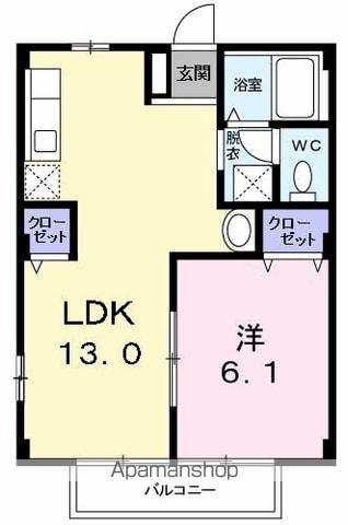 コーポ竹内Ⅱ(1LDK/2階)の間取り写真