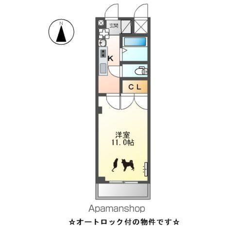 プレジデント川中(1K/4階)の間取り写真