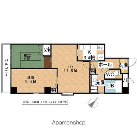 エクレール鶴舞(2LDK/11階)の間取り写真