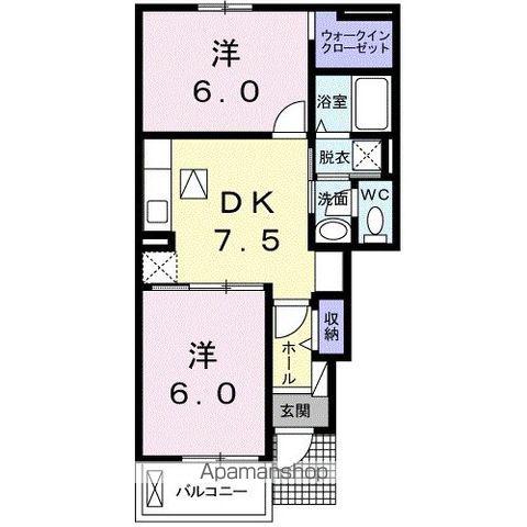 リヴェールⅧ(2DK/1階)の間取り写真