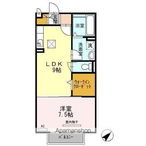 ボン・ヴォヤージュ タカス(1LDK/1階)の間取り写真