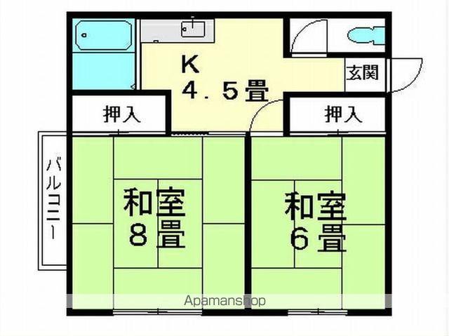 リーブル高台(2K/2階)の間取り写真