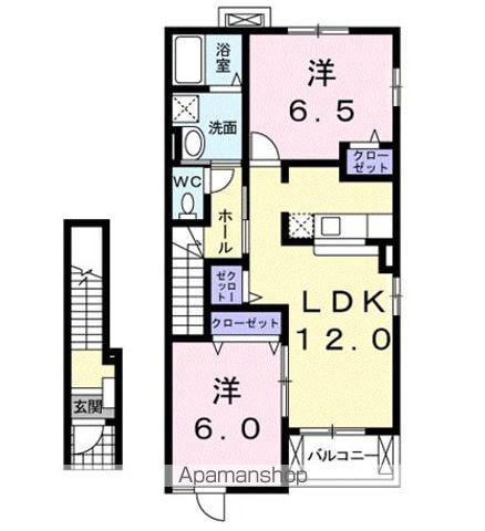 サニー薬師A(2LDK/2階)の間取り写真
