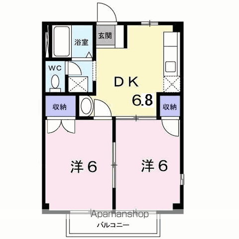 ニューシティ白山A(2DK/1階)の間取り写真