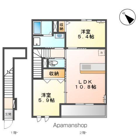 カナルⅡ(2LDK/2階)の間取り写真