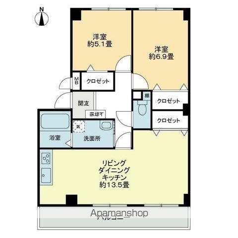 フィネスAKI(2LDK/1階)の間取り写真