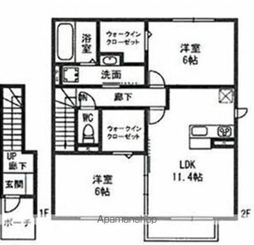 メゾンプルメトウス(2LDK/2階)の間取り写真
